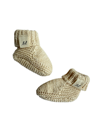 Organic Cotton Baby Booties - French Cream
