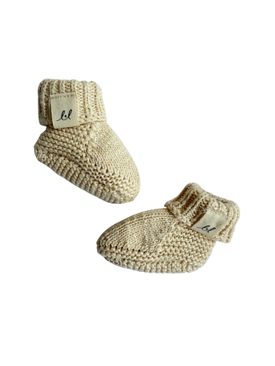 Organic Cotton Baby Booties - French Cream