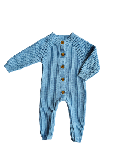 Classic Chunky Knit Jumpsuit - Powder Blue