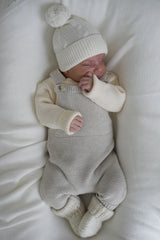 Cable Knit Pom Beanie babies - Off-White