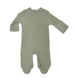 Apple Park Waffle Footie - Olive Green