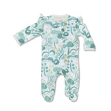 Apple Park Bamboo Blend Zipper Footie with Ruffles - Minty Bear Bloom