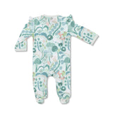 Apple Park Bamboo Blend Zipper Footie with Ruffles - Minty Bear Bloom