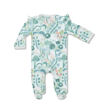 Apple Park Bamboo Blend Zipper Footie with Ruffles - Minty Bear Bloom