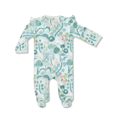 Apple Park Bamboo Blend Zipper Footie with Ruffles - Minty Bear Bloom