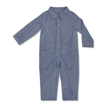 Apple Park Chambray Long-Sleeve Jumpsuit