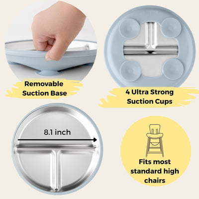 Stainless Steel Plate Set of 2 (Butter Yellow & Baby Blue)