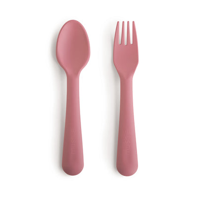 Mushie Dinnerware Fork and Spoon Set – Non-Toxic Baby Utensils