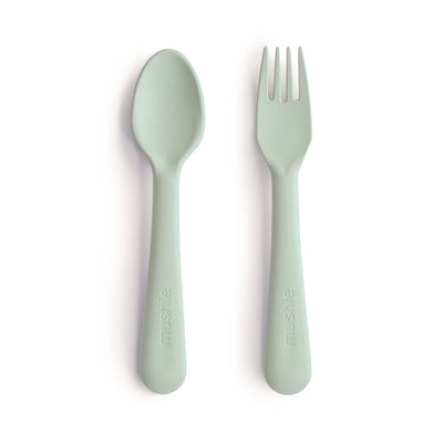 Mushie Dinnerware Fork and Spoon Set – Non-Toxic Baby Utensils