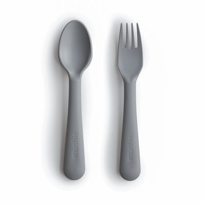 Mushie Dinnerware Fork and Spoon Set – Non-Toxic Baby Utensils