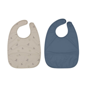 Dino Bib Set in Clay and Blue