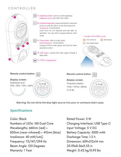 Eco Face Platinum proCLEAR LED Mask (Jet Black)