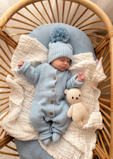 Classic Chunky Knit Jumpsuit - Powder Blue