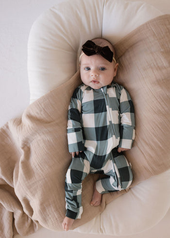 Bamboo Zip Pajamas | Evergreen Gingham | ff club