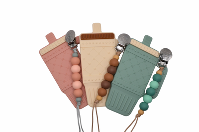 Tumbler Teether with Silicone Pacifier Clip