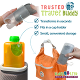 KiddyTrek 4-in-1 Sip & Snack Set – Food Pouch, Juice Box, Sippy & Snack Cup Holder