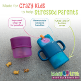 KiddyTrek 4-in-1 Sip & Snack Set – Food Pouch, Juice Box, Sippy & Snack Cup Holder