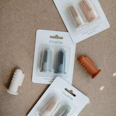 Mushie Finger Toothbrush Set – Silicone Baby Toothbrush
