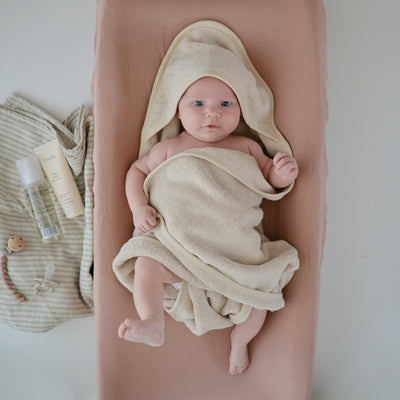 Mushie Organic Cotton Hooded Baby Towel – Soft & Absorbent Bath Towel
