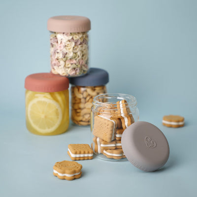 Haakaa Sealed Glass Storage Jars Set – 4 x 7oz (200ml) Borosilicate with Silicone Lids
