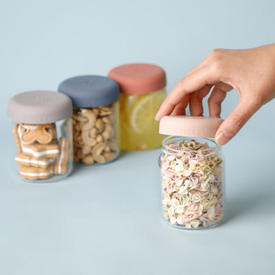 Haakaa Sealed Glass Storage Jars Set – 4 x 7oz (200ml) Borosilicate with Silicone Lids