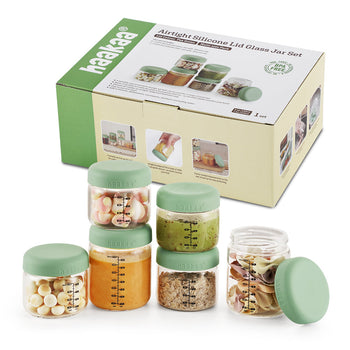 Haakaa Sealed Glass Storage Jar Set with Silicone Lids (4oz & 7oz)