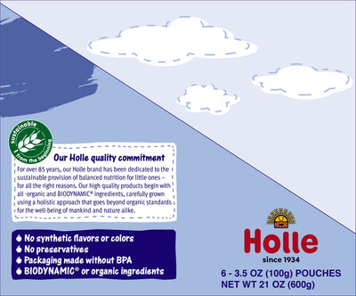 Holle Baby Food Pouches - Organic Fruit & Grain Puree - Blue Bird