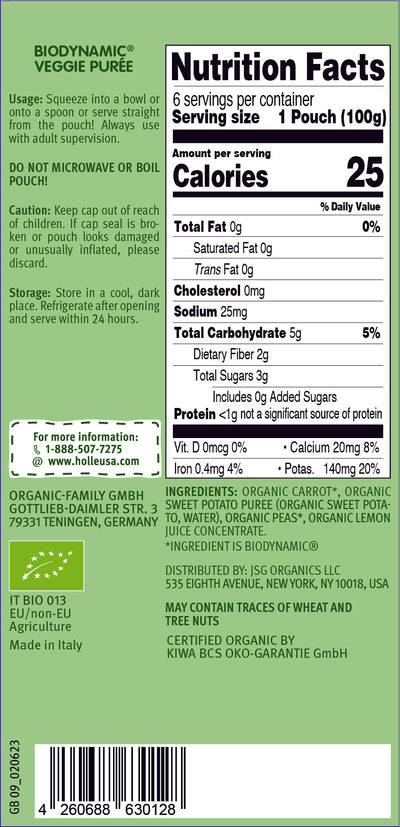 Holle Baby Food Pouches - Organic Veggie Puree - Veggie Bunny