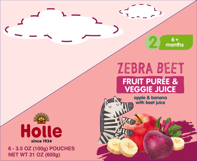 Holle Baby Food Pouches - Organic Fruit & Veggie Puree - Zebra Beet