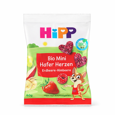 HiPP Mini Oat Hearts Strawberry-Raspberry 40 g (DA31371)