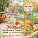 Hipp organic snack package with a picnic scene in the background