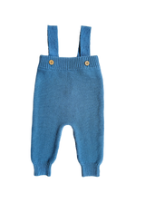 High-Waisted Knit Suspenders - Denim Blue