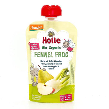 Holle Fennel Frog – Pouch Pear With Apple & Fennel 100 g - Euromallusa