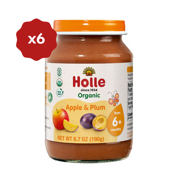 Holle Organic Baby Food Jar - Apple & Plum - 6 Jars