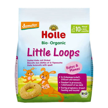 Holle Organic Little Loops packaging with kangaroo illustration on a white background