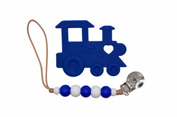 Train Teether Set with Silicone Pacifier Clip