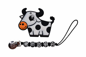 Longhorn Cow Teether Set with Silicone Pacifier Clip