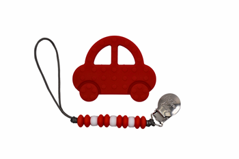 Classic Car Teether Set with Silicone Pacifier Clip