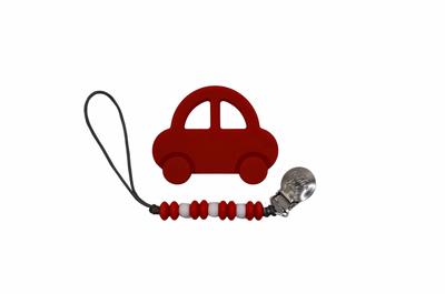 Classic Car Teether Set with Silicone Pacifier Clip