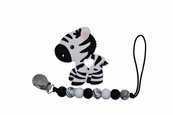 Zebra Teether Set with Silicone Pacifier Clip