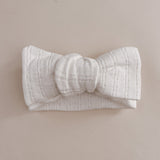 Luna + Luca Pointelle Bow Headband - White