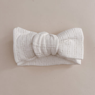 Luna + Luca Pointelle Bow Headband - White