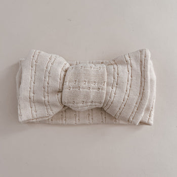 Luna + Luca Pointelle Bow Headband - Cream