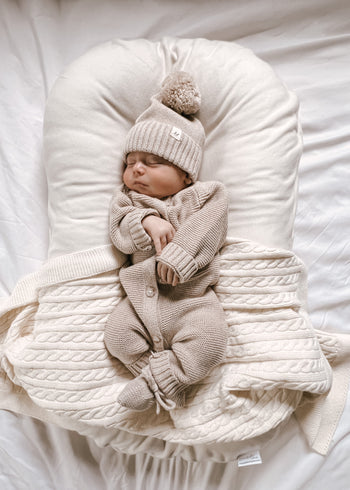 Luna + Luca Cable Knit Baby Blanket - White