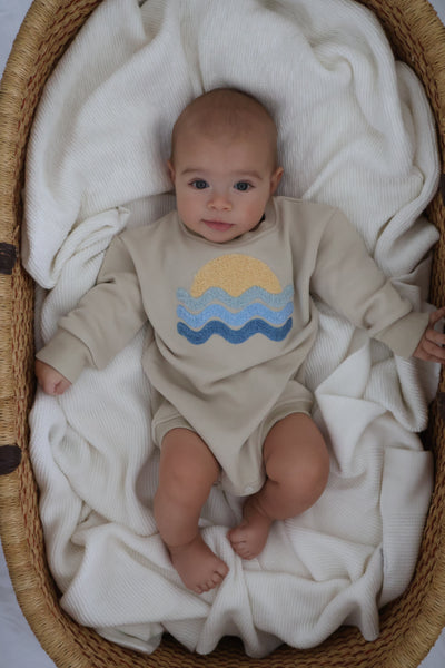 French Terry Sunset Bubble Romper – Dreamy Coastal Comfort
