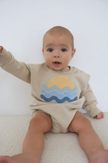 French Terry Sunset Bubble Romper – Dreamy Coastal Comfort