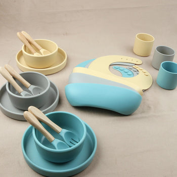 Silicone Baby Feeding Set with Bamboo Handle | BLW Tableware