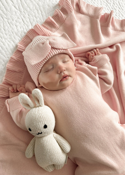 Classic Bow Beanie - Powder Pink