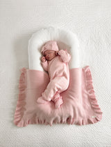 Organic Cotton Ruffle Baby Booties - Powder Pink