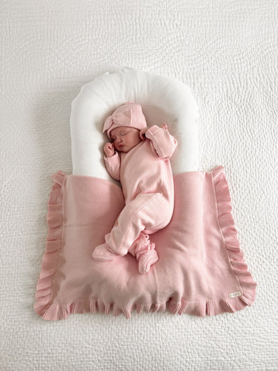 Organic Cotton Ruffle Baby Booties - Powder Pink